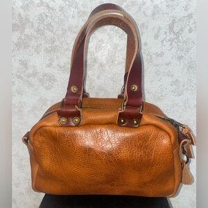 Peanut Bison Mini Hoffman Crossbody Leather Bag Made in USA